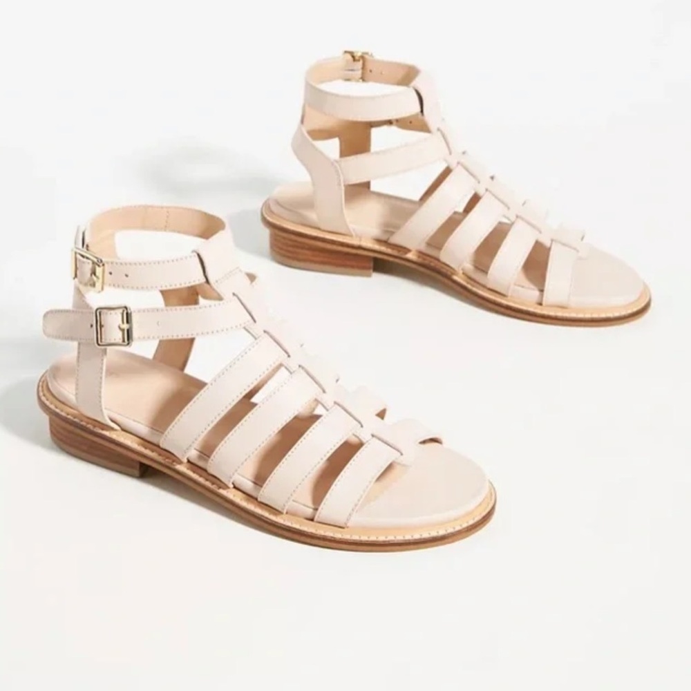 Anthropologie Pilcro Blush Leather Strappy Sandals